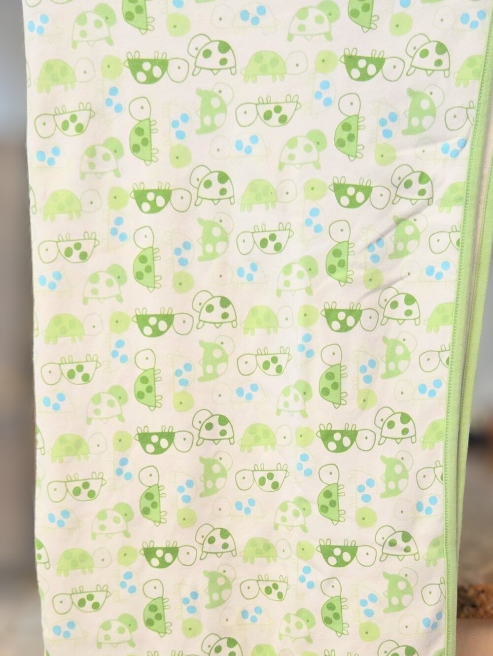 Gymboree Baby Receiving Blanket Cotton green Polka Dot TURTLE turtles Tortoise